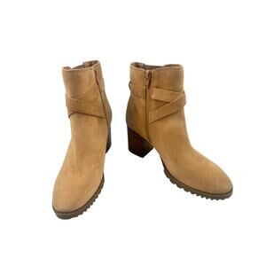 Blondo Tamzin Waterproof Bootie NEW Tan Suede Ankle Boot Heel Buckle Chelsea 7
